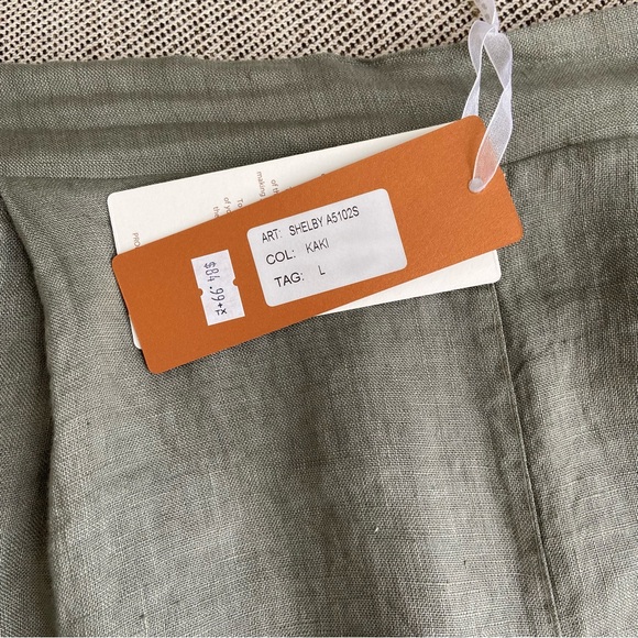 Suzy D London NWT 100% Linen Longline Shorts in Khaki size Large - Picture 5 of 10